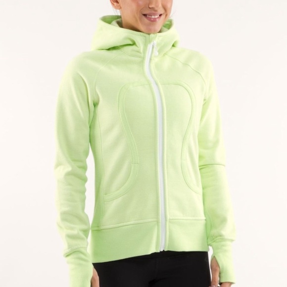 lululemon athletica Tops - 🌟HostPick🌟Lululemon Lime Green & White Striped Scuba Hoodie - Size 12